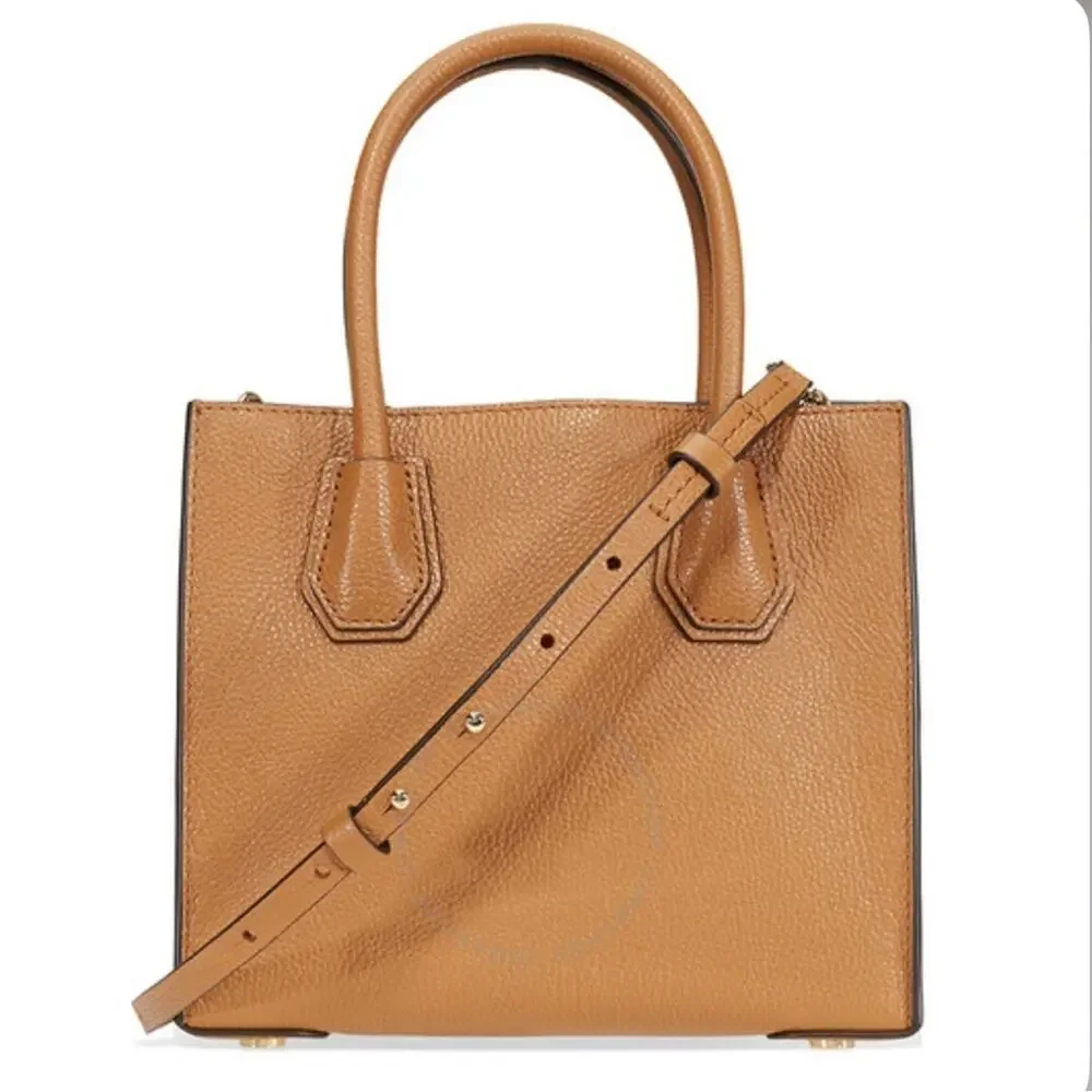 NWT Michael Kors Medium Mercer Tan Leather Belted Satchel Crossbody Purse